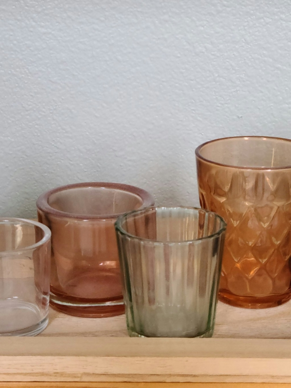 Assorted Glass Votive/tealight Candle Holders - Amber & Green